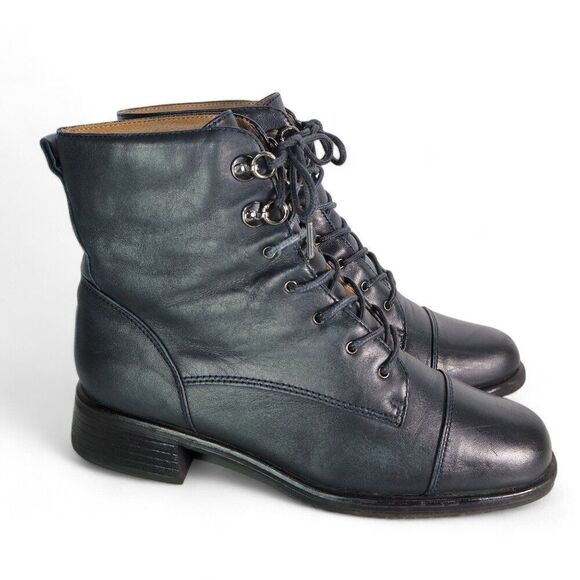 Maine Woods Spirit Vintage Lace-up Roper Style Boots Dark Navy Women's 6.5M - Picture 4 of 11